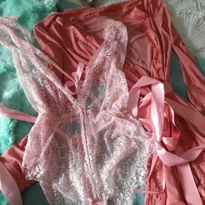 XL light pink SheIn lace lingerie teddy